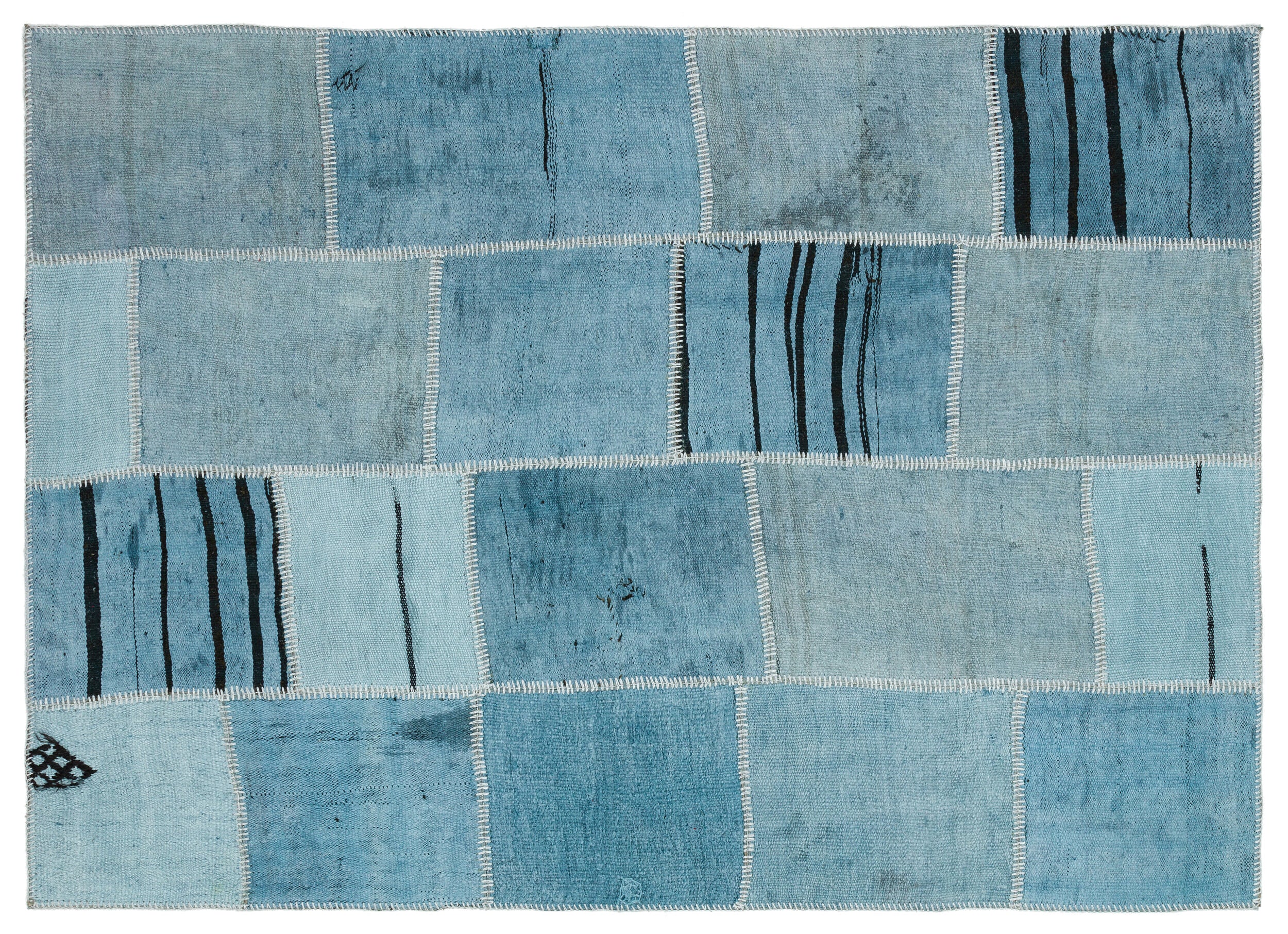 Natural Vintage Hemp Patchwork Rug  5'3'' x 7'3'' ft 159 x 222 cm