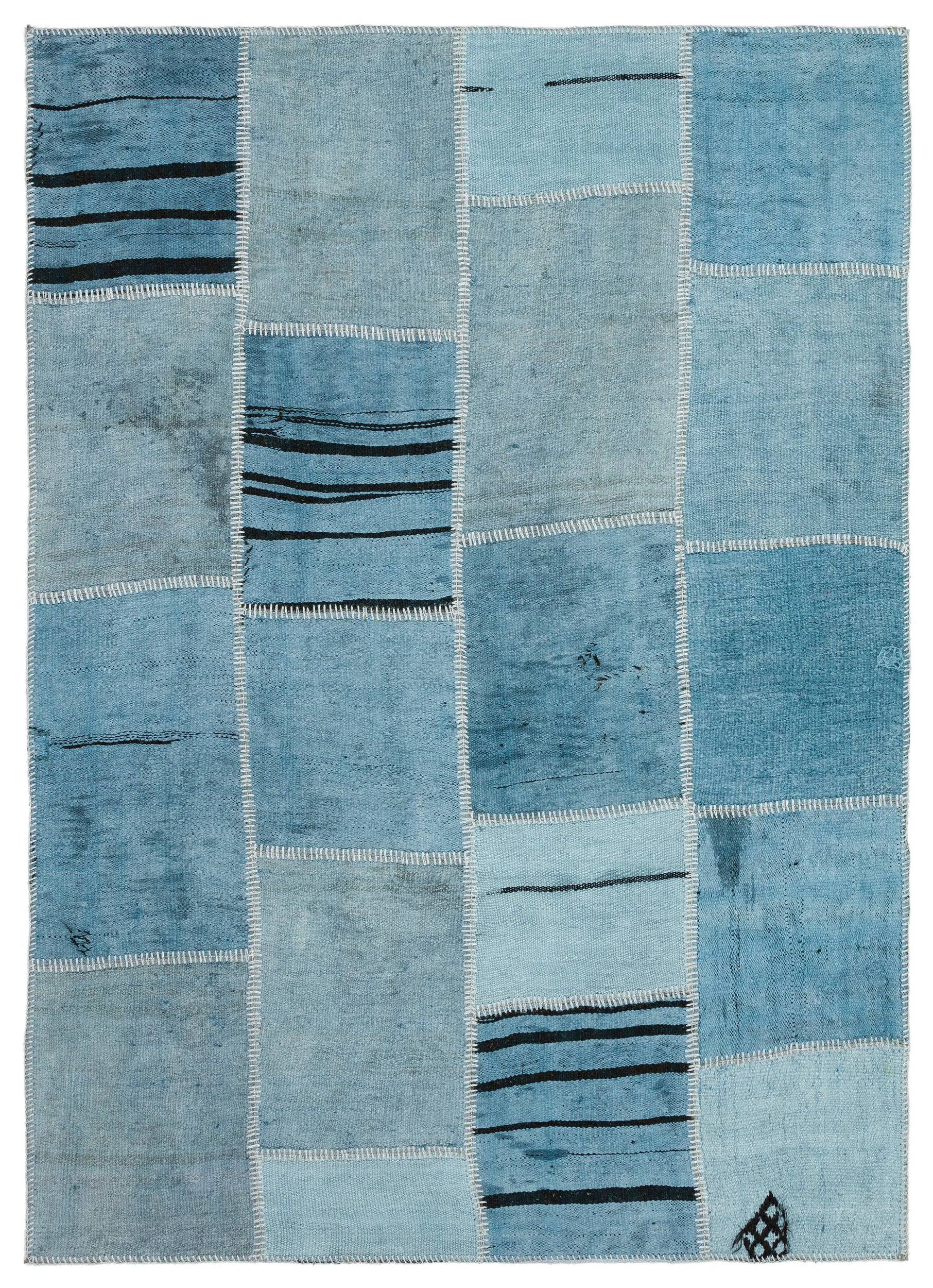 Natural Vintage Hemp Patchwork Rug  5'3'' x 7'3'' ft 159 x 222 cm