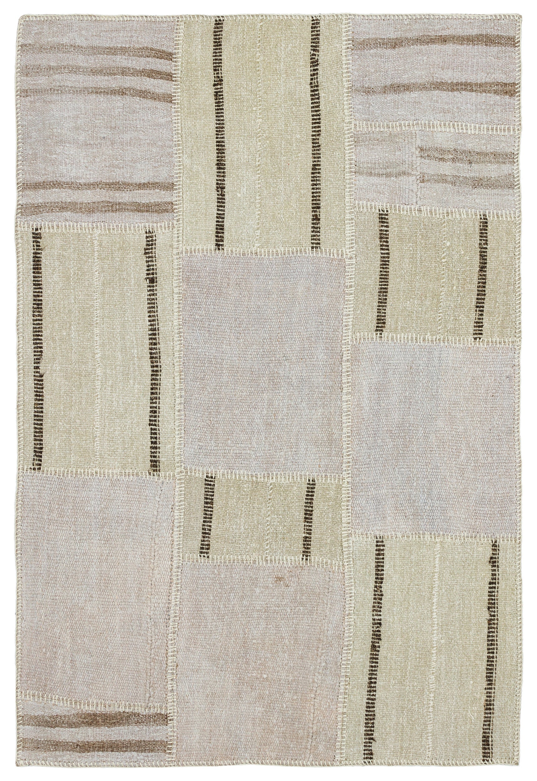 Natural Vintage Hemp Patchwork Rug 3'10'' x 5'9'' ft 118 x 175 cm