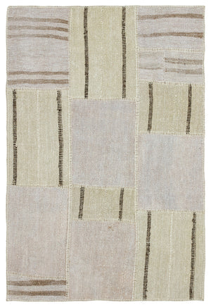 Natural Vintage Hemp Patchwork Rug 3'10'' x 5'9'' ft 118 x 175 cm