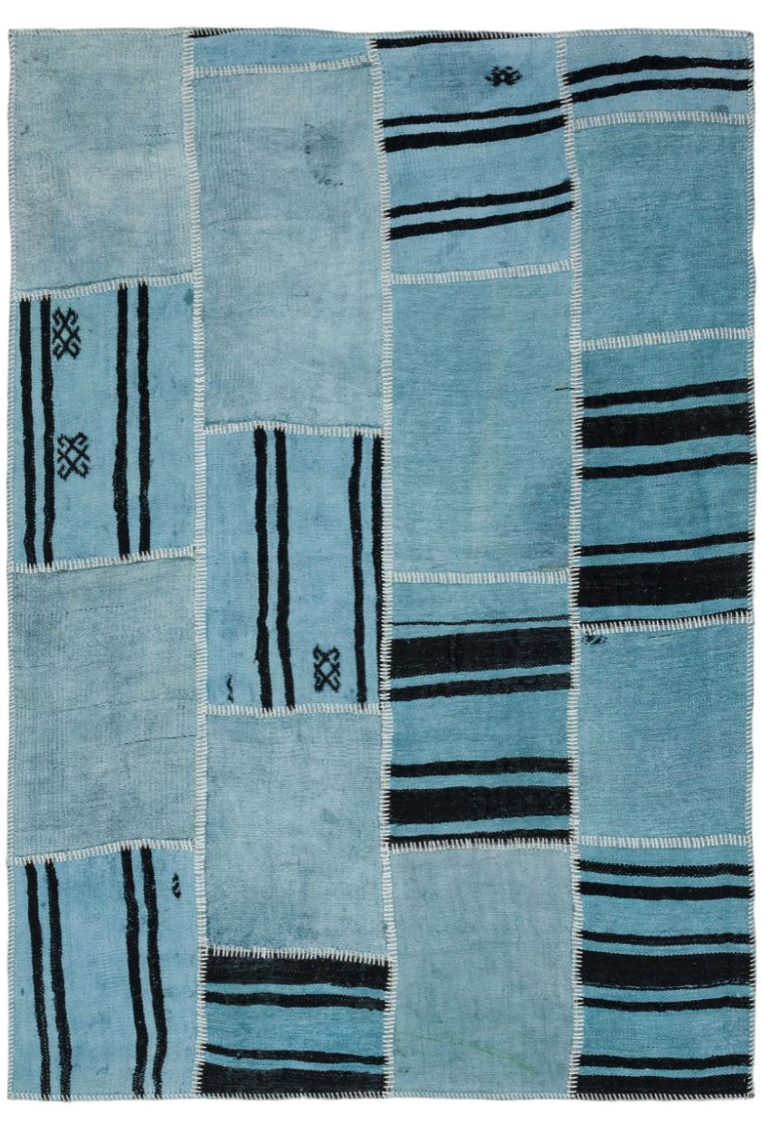Natural Vintage Hemp Patchwork Rug 5'3'' x 7'5'' ft 159 x 227 cm