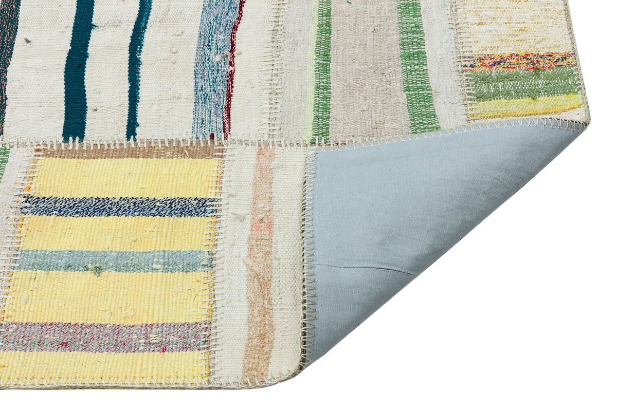 Naturel Over Dyed Kilim Patchwork Unique Rug 4&#39;11&#39;&#39; x 7&#39;7&#39;&#39; ft 149 x 230 cm