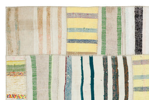 Naturel Over Dyed Kilim Patchwork Unique Rug 4'11'' x 7'7'' ft 149 x 230 cm