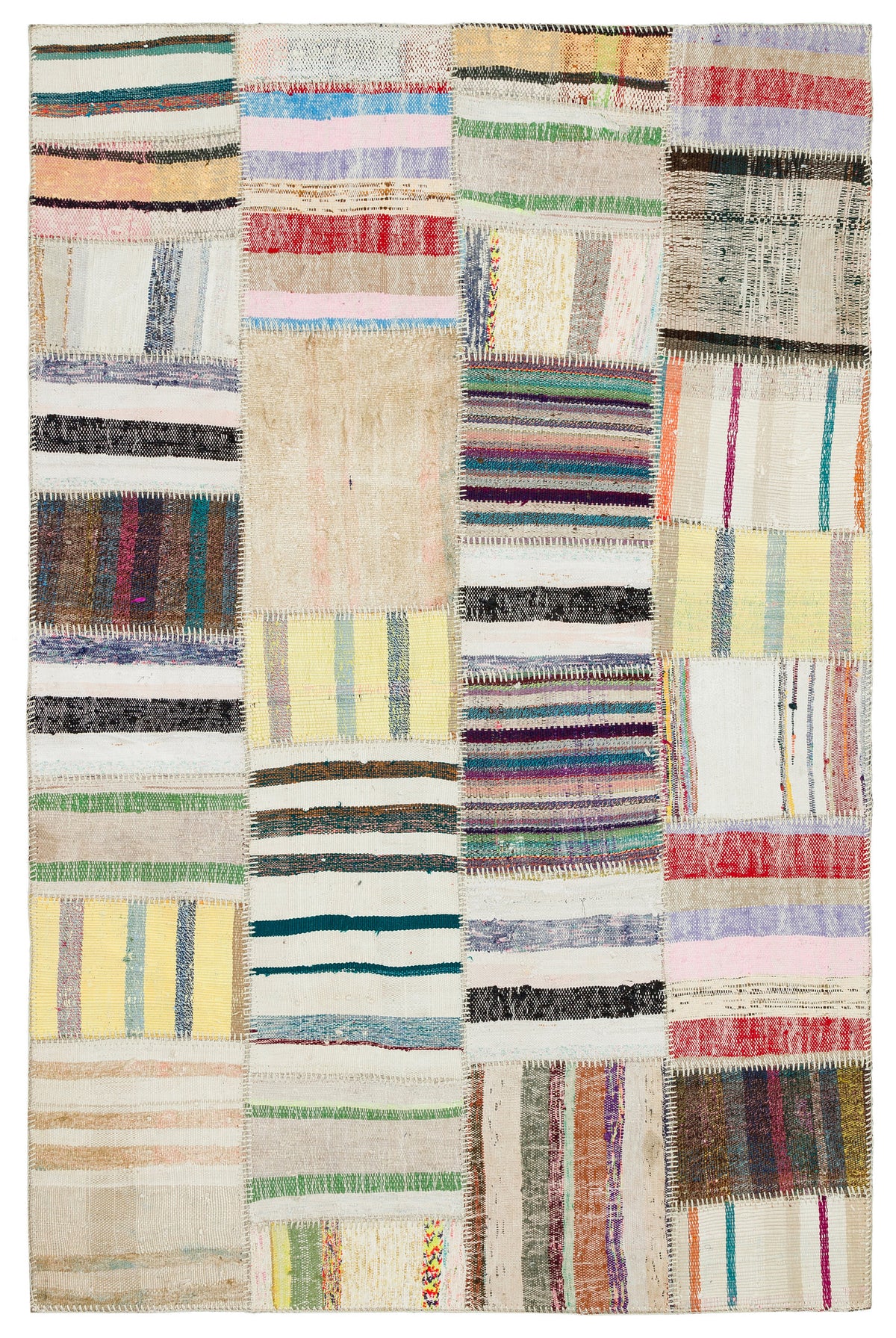 Naturel Over Dyed Kilim Patchwork Unique Rug 4&#39;11&#39;&#39; x 7&#39;7&#39;&#39; ft 149 x 230 cm