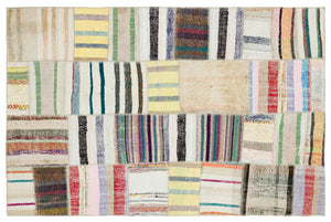 Naturel Over Dyed Kilim Patchwork Unique Rug 4'11'' x 7'7'' ft 149 x 230 cm