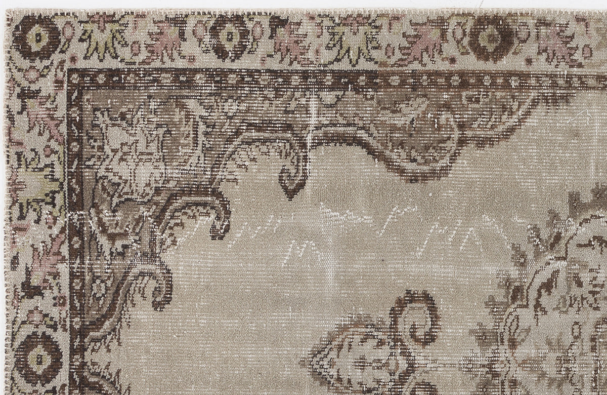 Beige Over Dyed Vintage Rug 4&#39;9&#39;&#39; x 8&#39;10&#39;&#39; ft 145 x 270 cm
