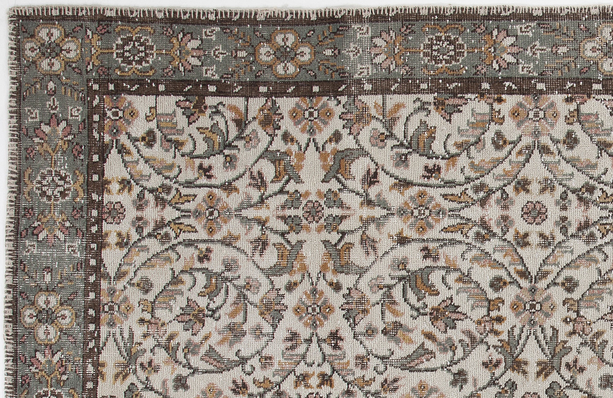 Beige Over Dyed Vintage Rug 5'7'' x 9'8'' ft 170 x 294 cm