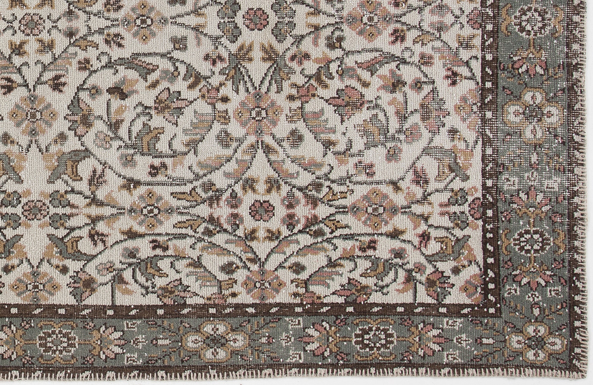 Beige Over Dyed Vintage Rug 5'7'' x 9'8'' ft 170 x 294 cm