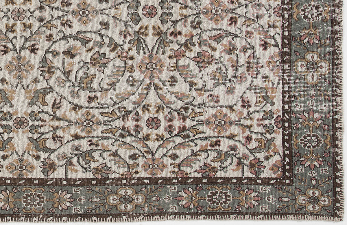 Beige Over Dyed Vintage Rug 5&#39;7&#39;&#39; x 9&#39;8&#39;&#39; ft 170 x 294 cm