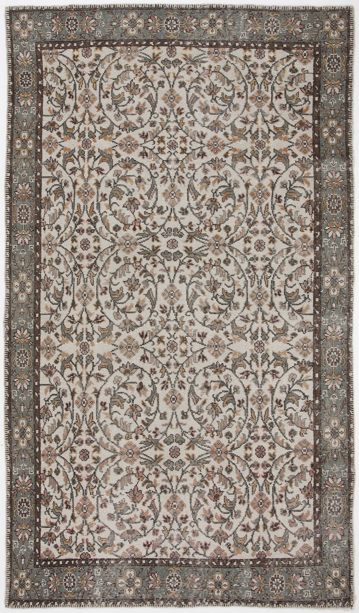 Beige Over Dyed Vintage Rug 5&#39;7&#39;&#39; x 9&#39;8&#39;&#39; ft 170 x 294 cm