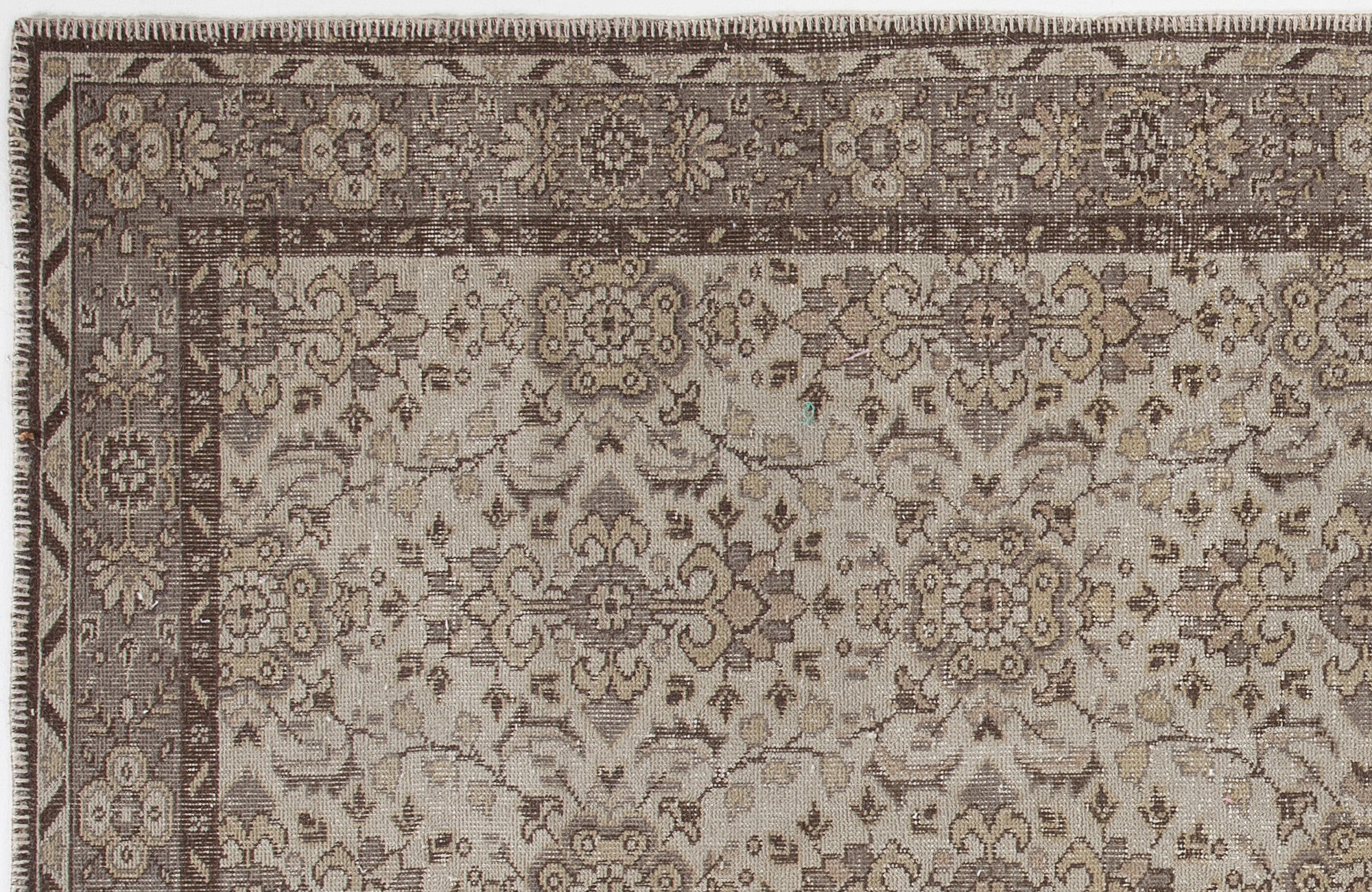 Beige Over Dyed Vintage Rug 5'5'' x 9'7'' ft 165 x 293 cm