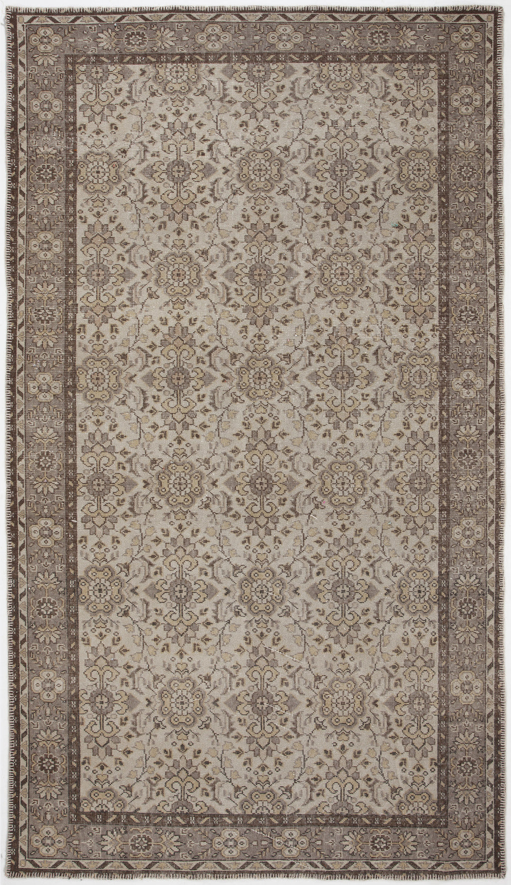 Beige Over Dyed Vintage Rug 5'5'' x 9'7'' ft 165 x 293 cm