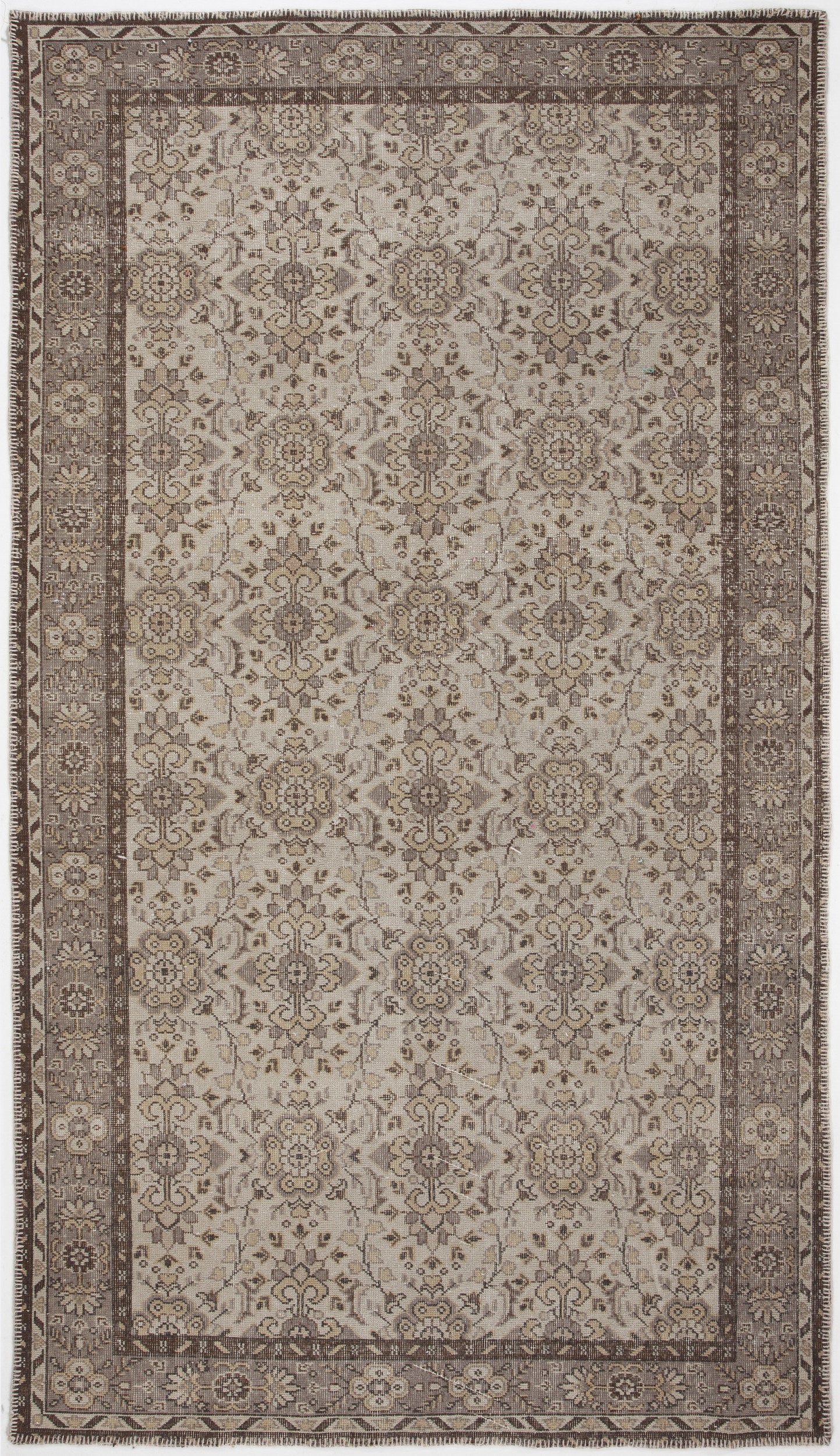 Beige Over Dyed Vintage Rug 5'5'' x 9'7'' ft 165 x 293 cm