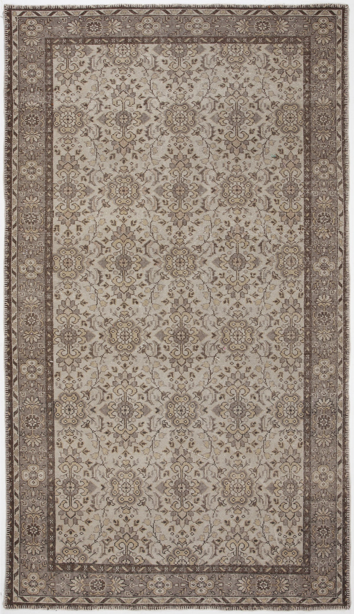 Beige Over Dyed Vintage Rug 5&#39;5&#39;&#39; x 9&#39;7&#39;&#39; ft 165 x 293 cm
