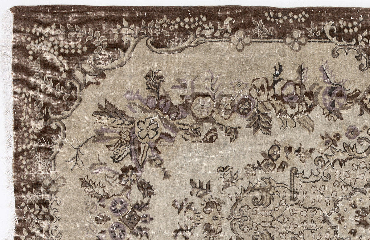 Beige Over Dyed Vintage Rug 5&#39;7&#39;&#39; x 9&#39;7&#39;&#39; ft 171 x 291 cm