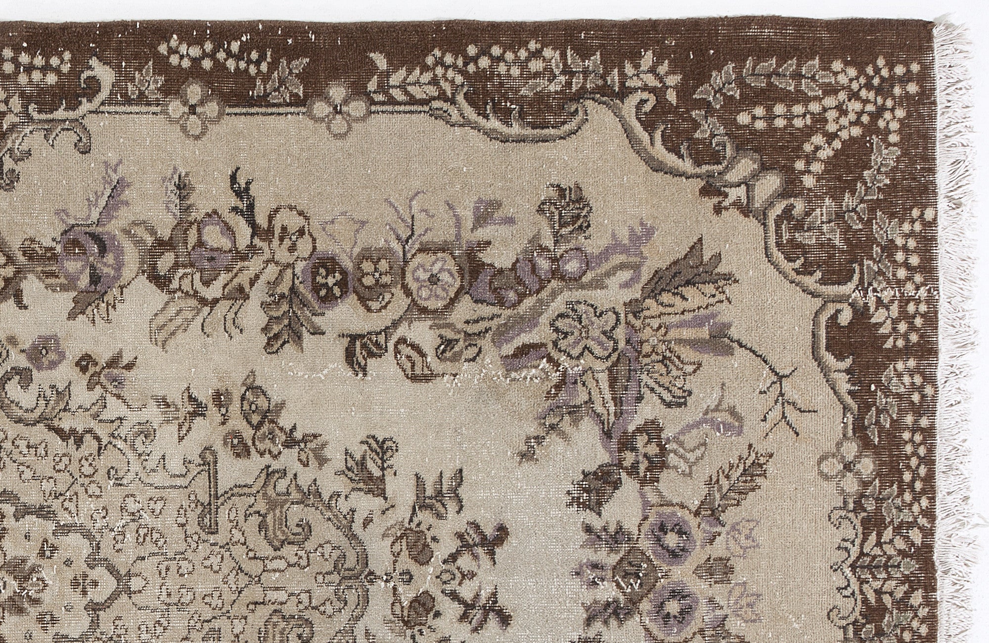 Beige Over Dyed Vintage Rug 5'7'' x 9'7'' ft 171 x 291 cm