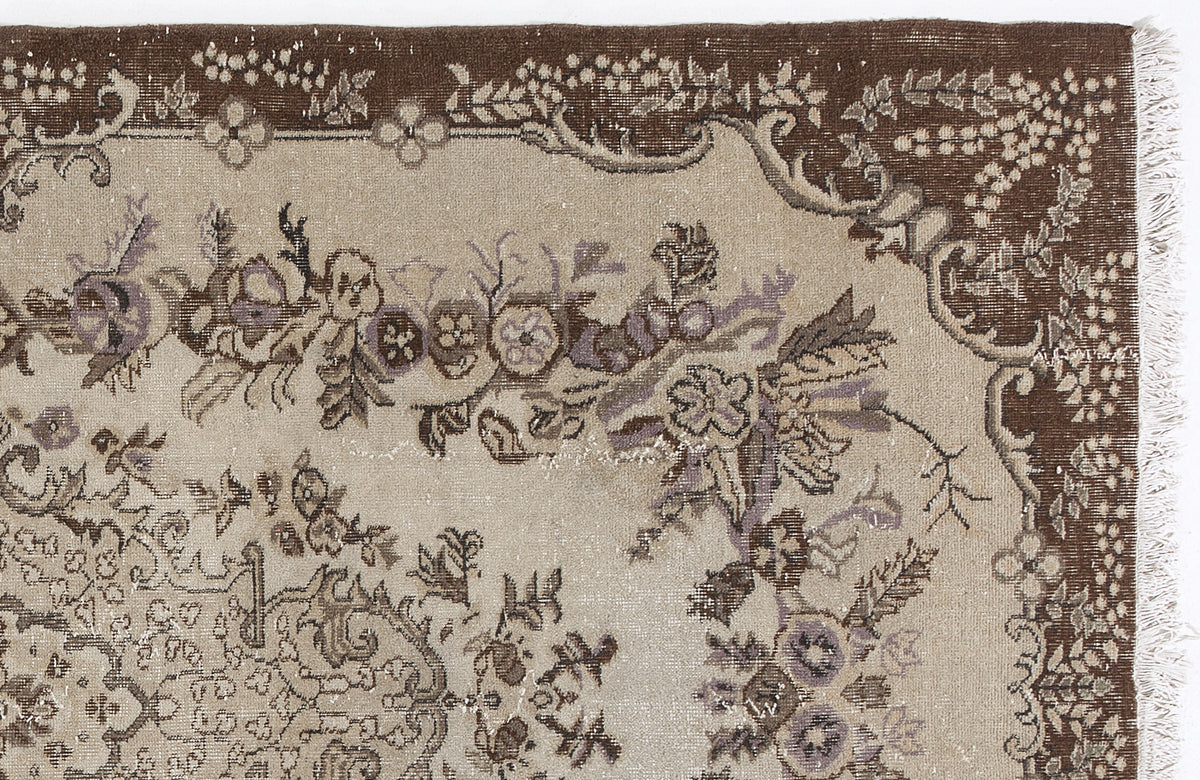Beige Over Dyed Vintage Rug 5&#39;7&#39;&#39; x 9&#39;7&#39;&#39; ft 171 x 291 cm