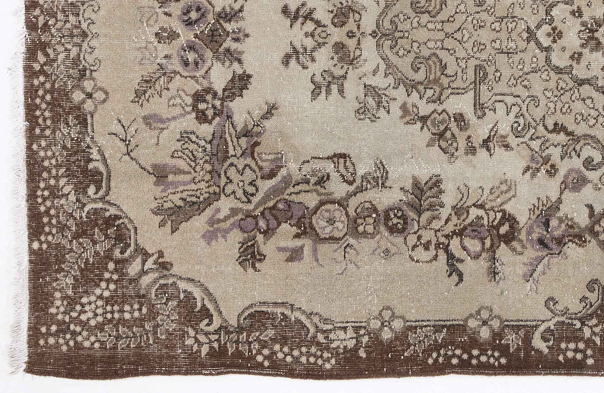 Beige Over Dyed Vintage Rug 5'7'' x 9'7'' ft 171 x 291 cm