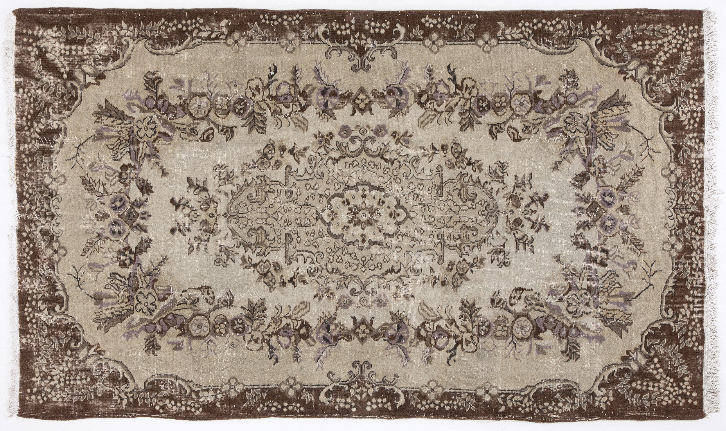 Beige Over Dyed Vintage Rug 5'7'' x 9'7'' ft 171 x 291 cm