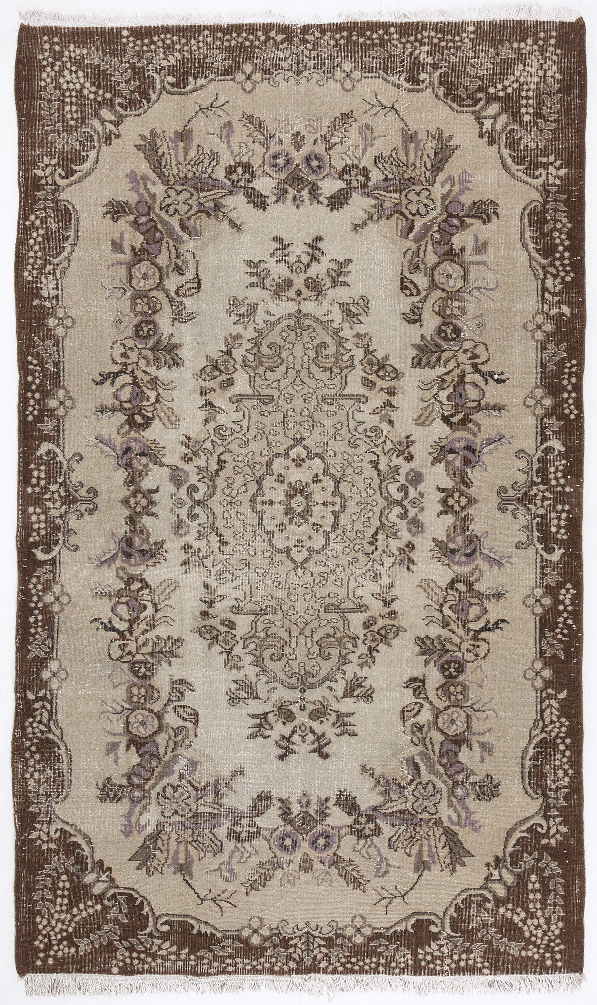Beige Over Dyed Vintage Rug 5&#39;7&#39;&#39; x 9&#39;7&#39;&#39; ft 171 x 291 cm