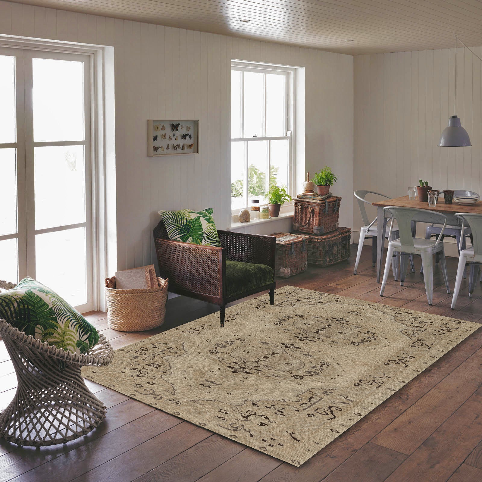 Beige Over Dyed Rug | Traditional Design Rug | Turkish Rug | Hand Weaving Rug  | Bedroom Rug | Wool Rug | Vintage Rug | Retro Rug | Patterned Rug | Naturel Rug  | Anatolium Rug I 5'3'' x 9'4'' ft 160 x 285 cm