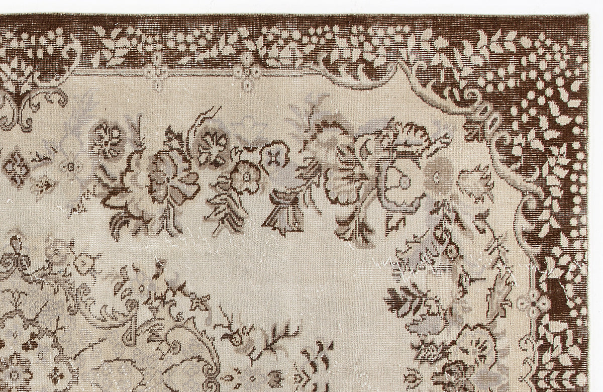 Beige Over Dyed Vintage Rug 5&#39;6&#39;&#39; x 8&#39;11&#39;&#39; ft 168 x 272 cm