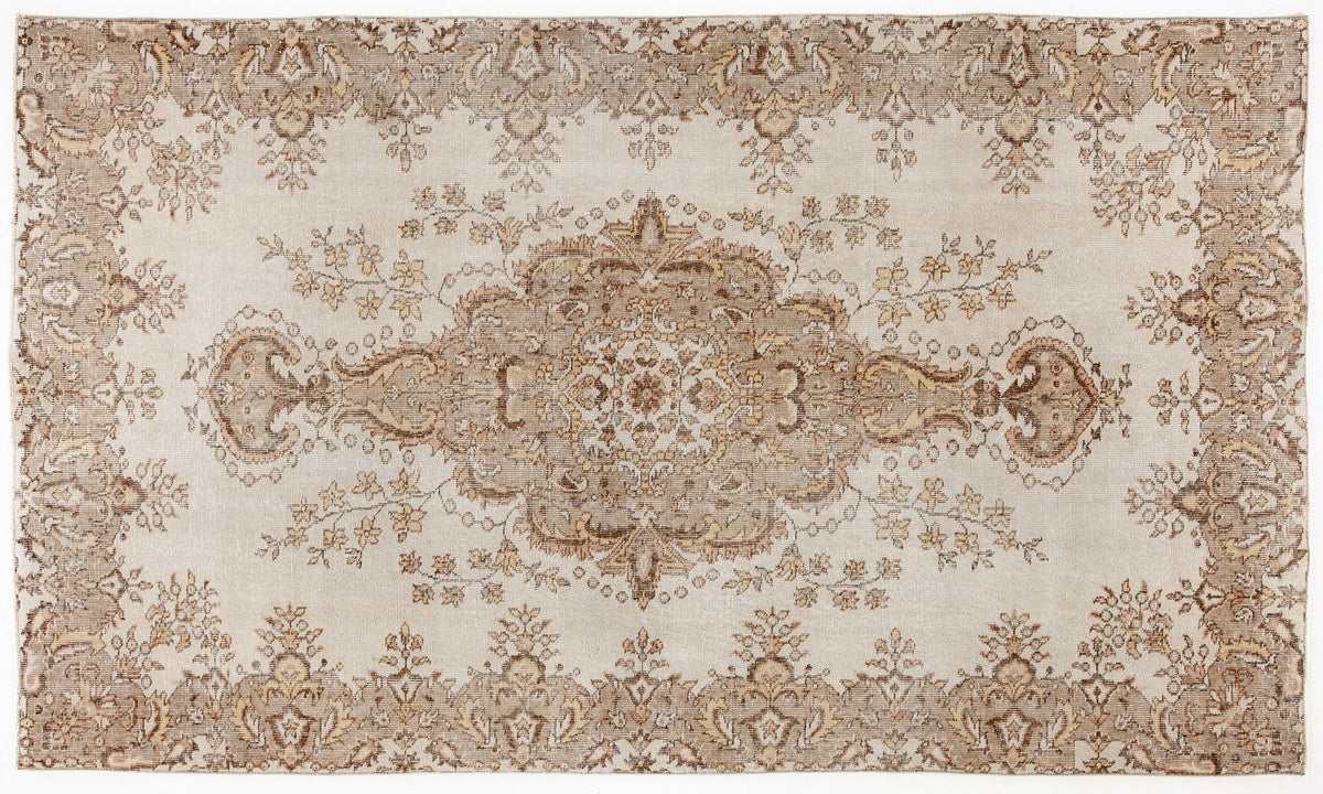 Beige Over Dyed Vintage Rug 5&#39;3&#39;&#39; x 9&#39;1&#39;&#39; ft 161 x 278 cm