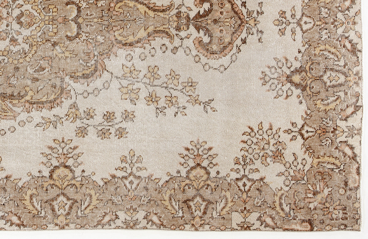Beige Over Dyed Vintage Rug 5&#39;3&#39;&#39; x 9&#39;1&#39;&#39; ft 161 x 278 cm