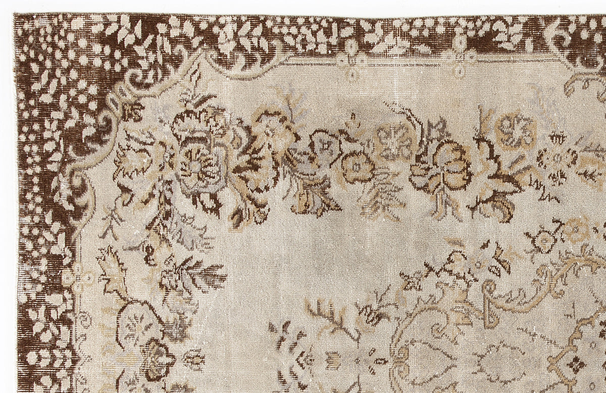 Beige Over Dyed Vintage Rug 5&#39;5&#39;&#39; x 8&#39;11&#39;&#39; ft 165 x 271 cm