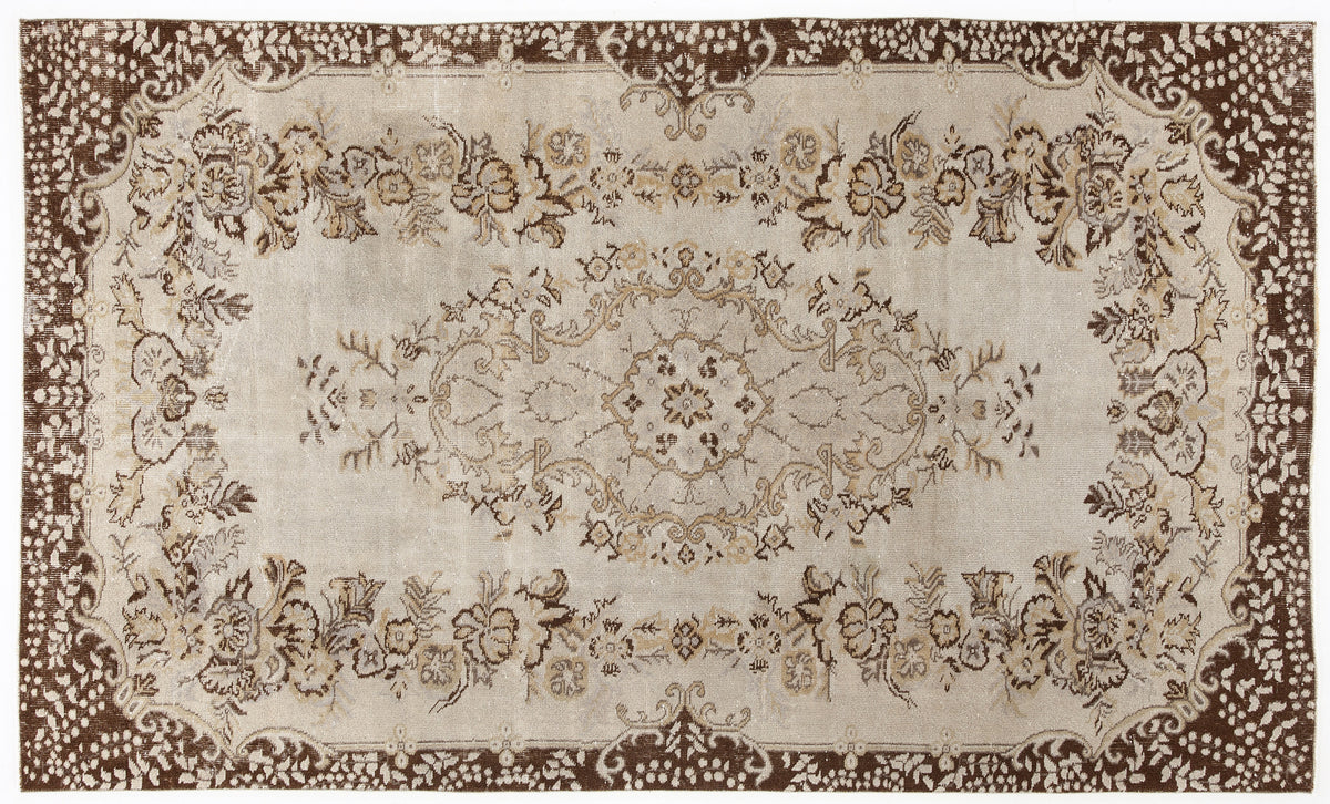 Beige Over Dyed Vintage Rug 5&#39;5&#39;&#39; x 8&#39;11&#39;&#39; ft 165 x 271 cm