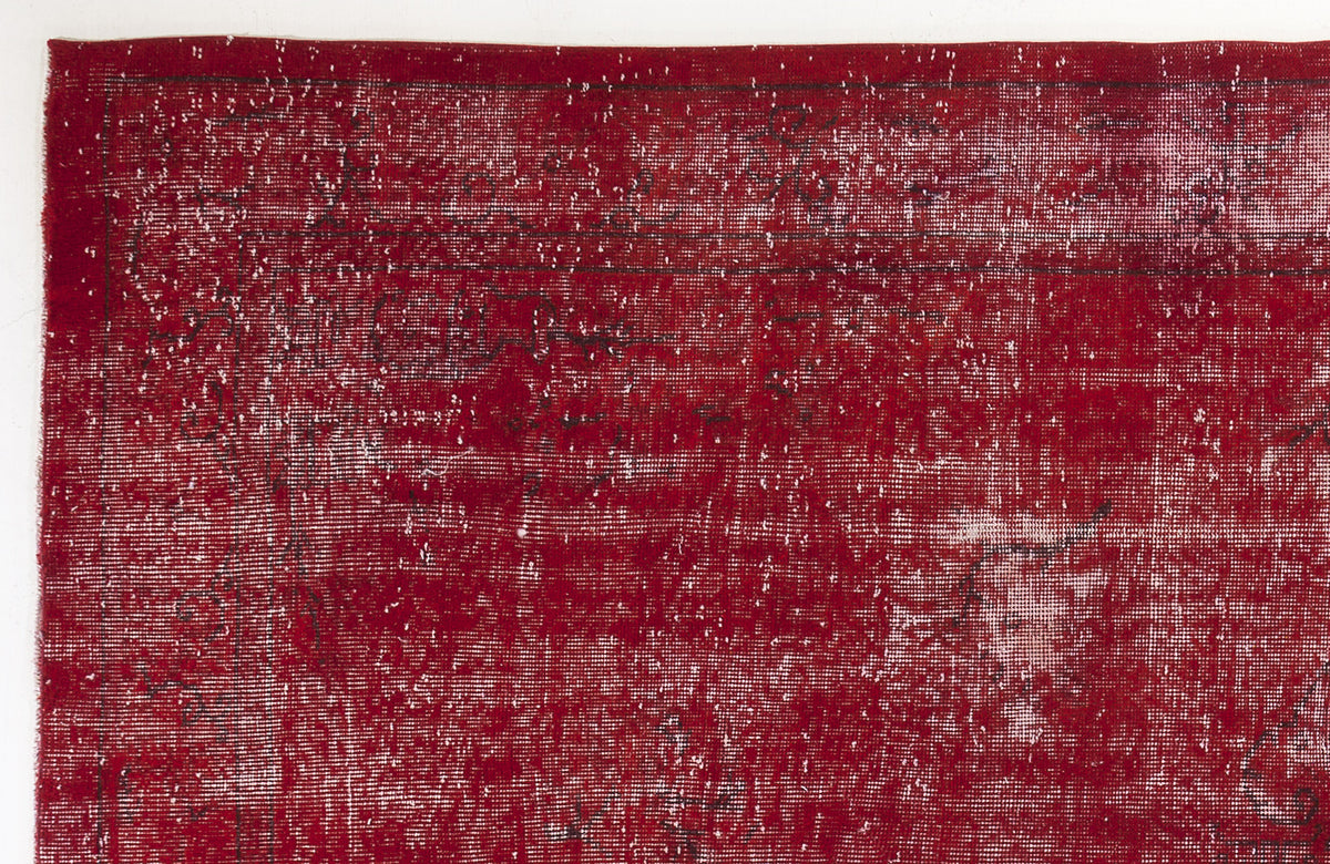 Red Over Dyed Vintage Rug 6&#39;0&#39;&#39; x 10&#39;6&#39;&#39; ft 183 x 319 cm