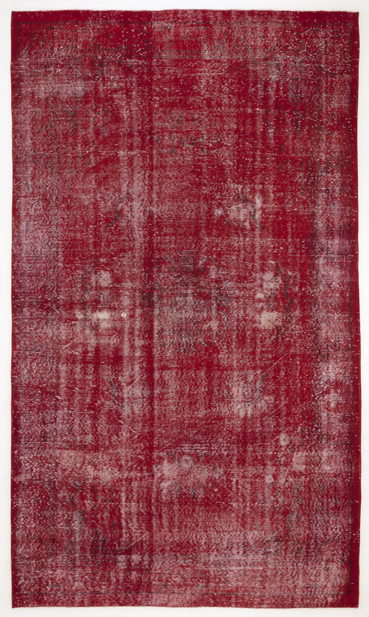 Red Over Dyed Vintage Rug 6&#39;0&#39;&#39; x 10&#39;6&#39;&#39; ft 183 x 319 cm