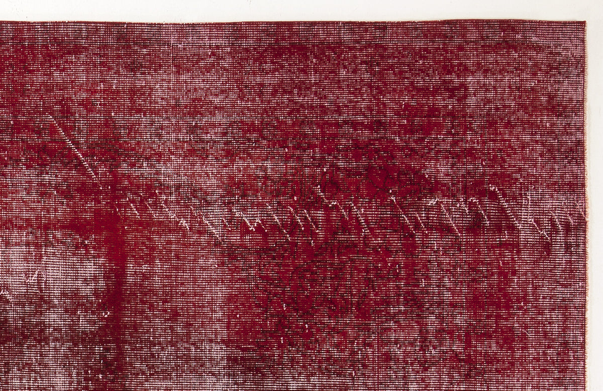 Red Over Dyed Vintage Rug 6&#39;2&#39;&#39; x 9&#39;11&#39;&#39; ft 187 x 301 cm