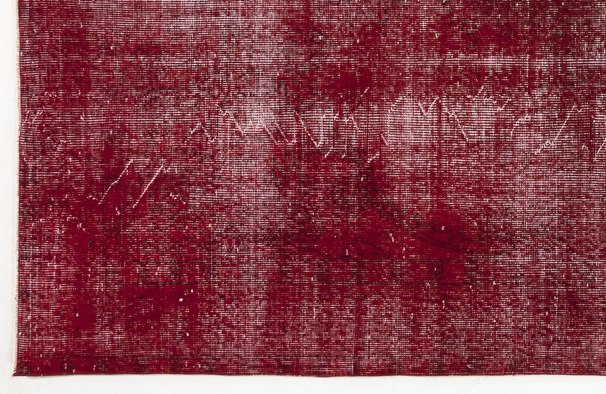 Red Over Dyed Vintage Rug 6&#39;2&#39;&#39; x 9&#39;11&#39;&#39; ft 187 x 301 cm