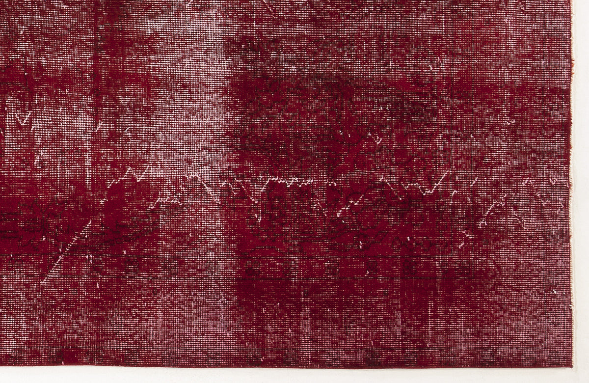 Red Over Dyed Vintage Rug 6&#39;2&#39;&#39; x 9&#39;11&#39;&#39; ft 187 x 301 cm