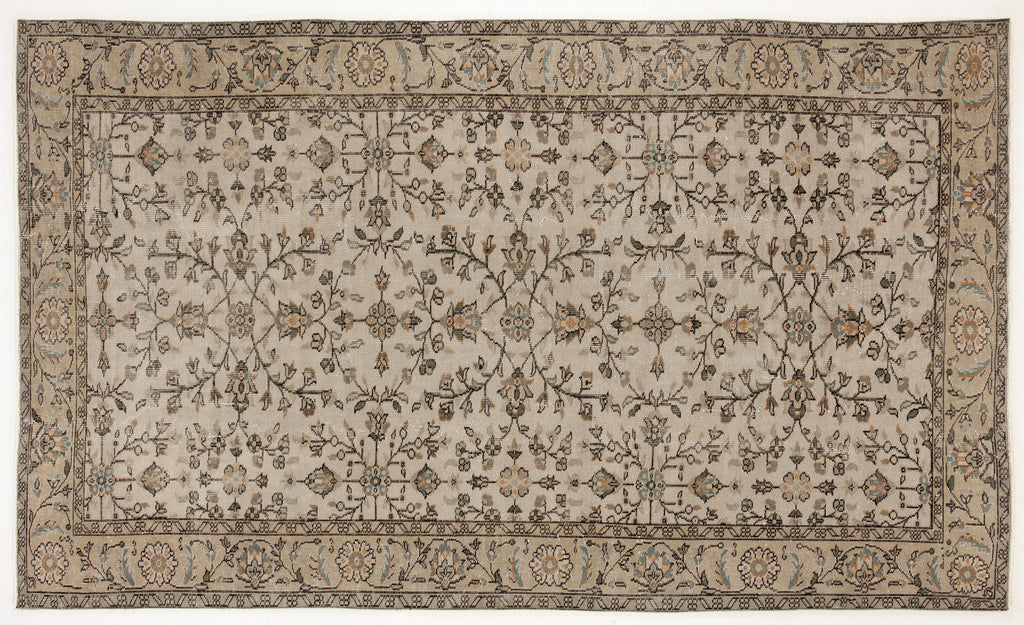 Beige Over Dyed Vintage Rug 5'5'' x 9'0'' ft 164 x 275 cm