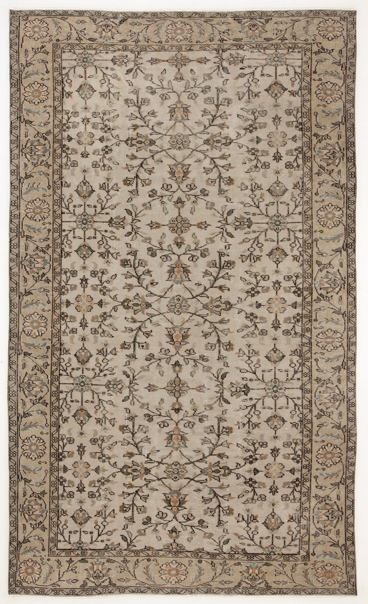 Beige Over Dyed Vintage Rug 5'5'' x 9'0'' ft 164 x 275 cm