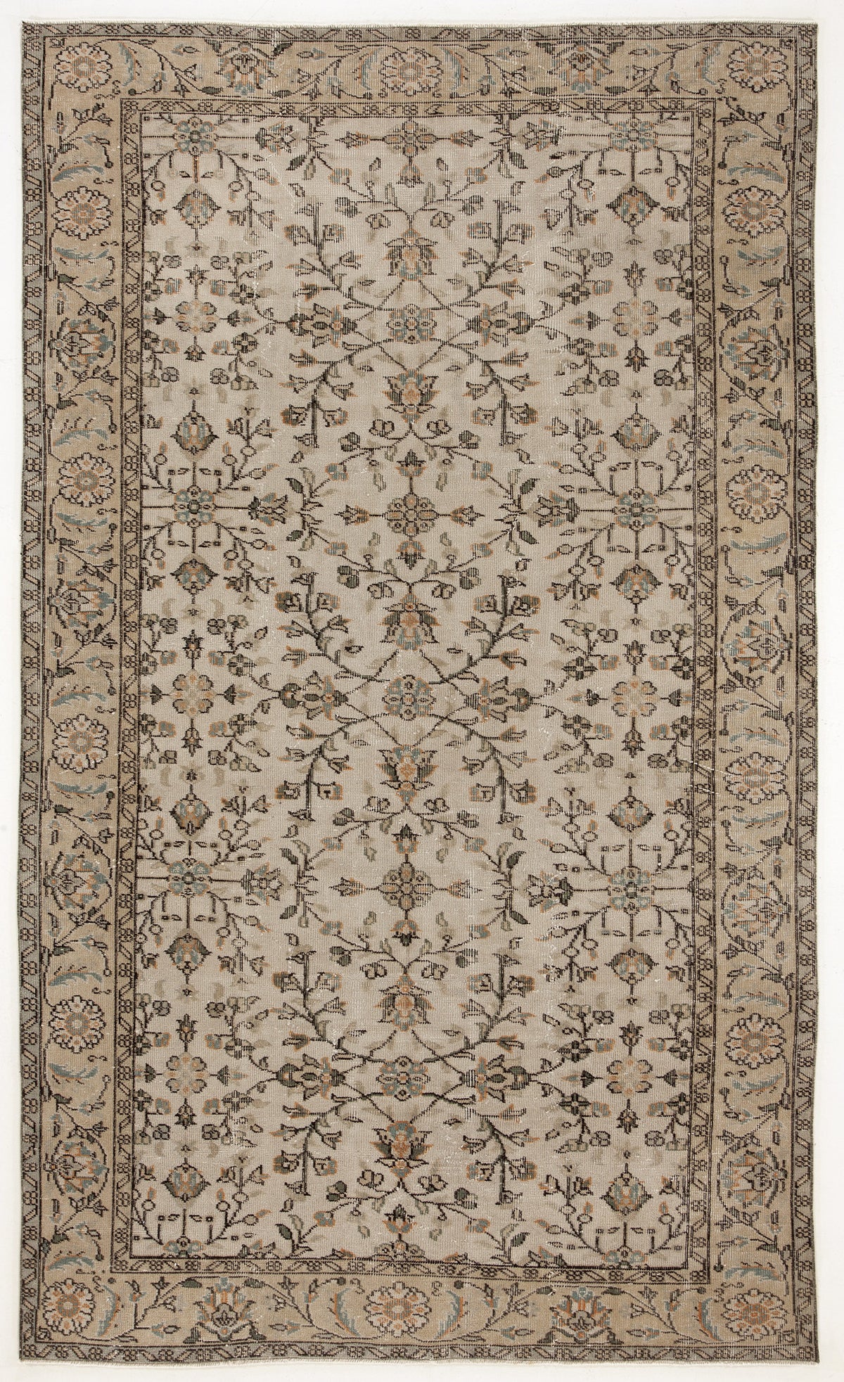 Beige Over Dyed Vintage Rug 5&#39;5&#39;&#39; x 9&#39;0&#39;&#39; ft 164 x 275 cm