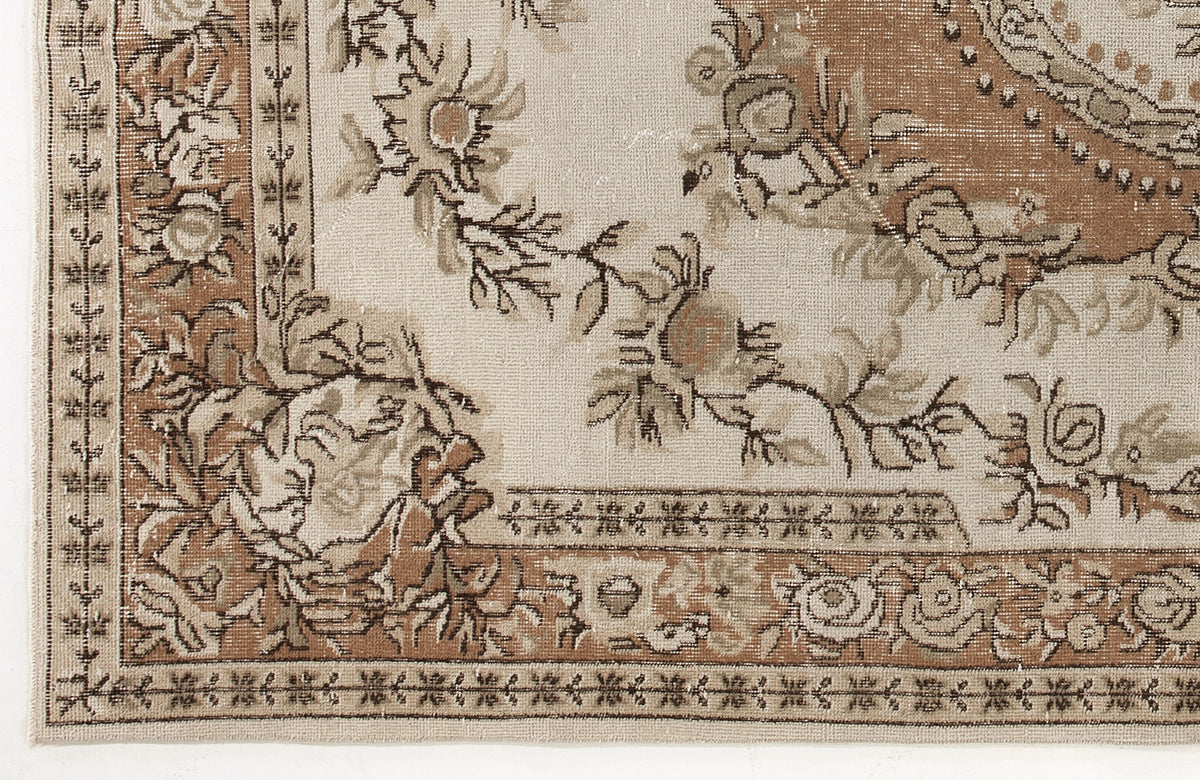 Beige Over Dyed Vintage Rug 6&#39;2&#39;&#39; x 9&#39;10&#39;&#39; ft 187 x 300 cm