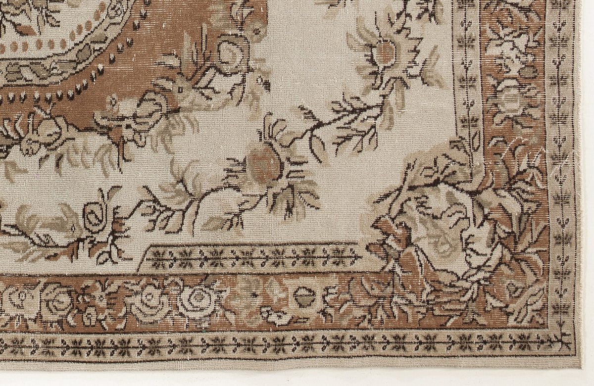 Beige Over Dyed Vintage Rug 6&#39;2&#39;&#39; x 9&#39;10&#39;&#39; ft 187 x 300 cm