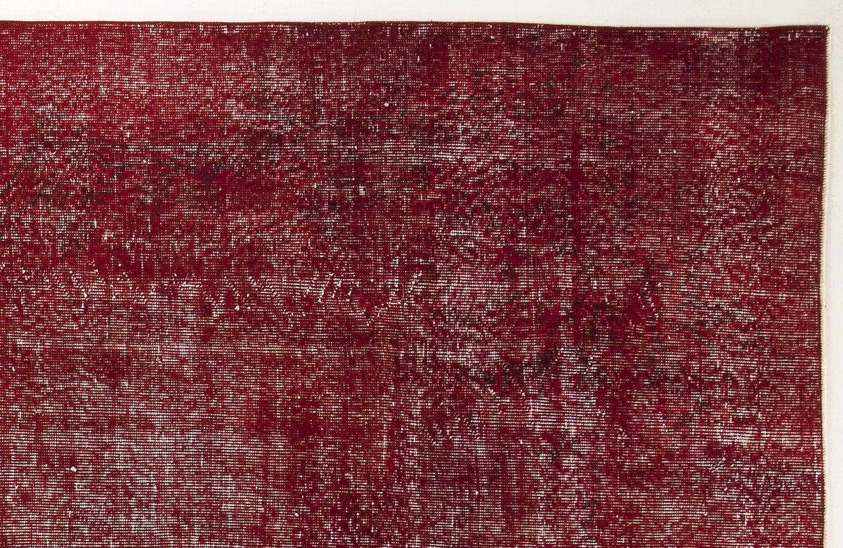 Red Over Dyed Vintage Rug 7&#39;1&#39;&#39; x 10&#39;3&#39;&#39; ft 217 x 313 cm