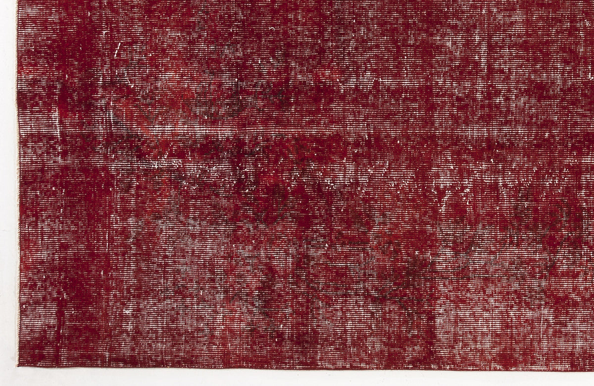 Red Over Dyed Vintage Rug 7&#39;1&#39;&#39; x 10&#39;3&#39;&#39; ft 217 x 313 cm