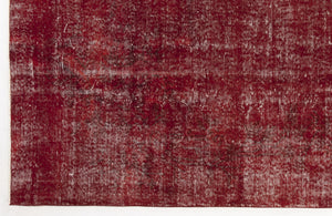 Red Over Dyed Vintage Rug 7'1'' x 10'3'' ft 217 x 313 cm