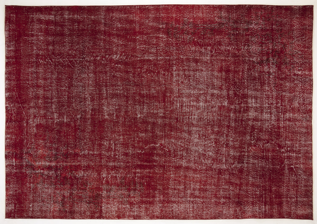 Red Over Dyed Vintage Rug 7&#39;1&#39;&#39; x 10&#39;3&#39;&#39; ft 217 x 313 cm