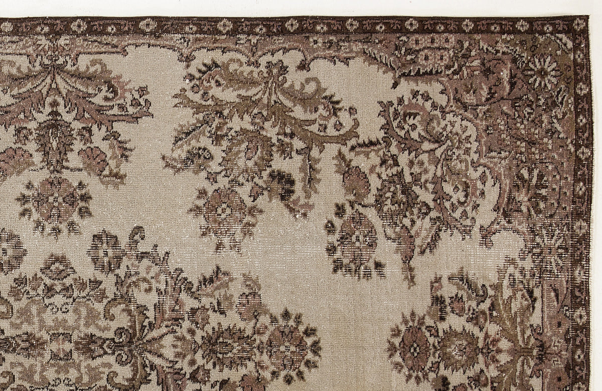 Beige Over Dyed Vintage Rug 5&#39;4&#39;&#39; x 8&#39;12&#39;&#39; ft 162 x 274 cm