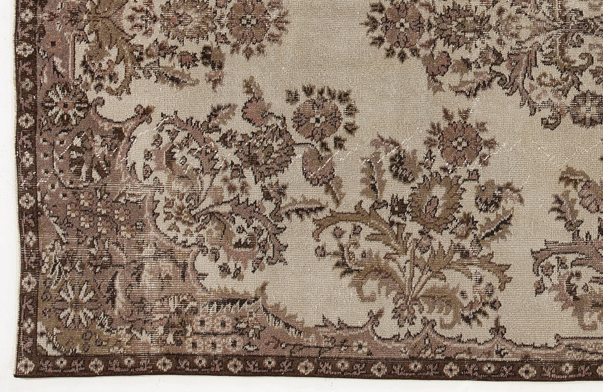 Beige Over Dyed Vintage Rug 5&#39;4&#39;&#39; x 8&#39;12&#39;&#39; ft 162 x 274 cm