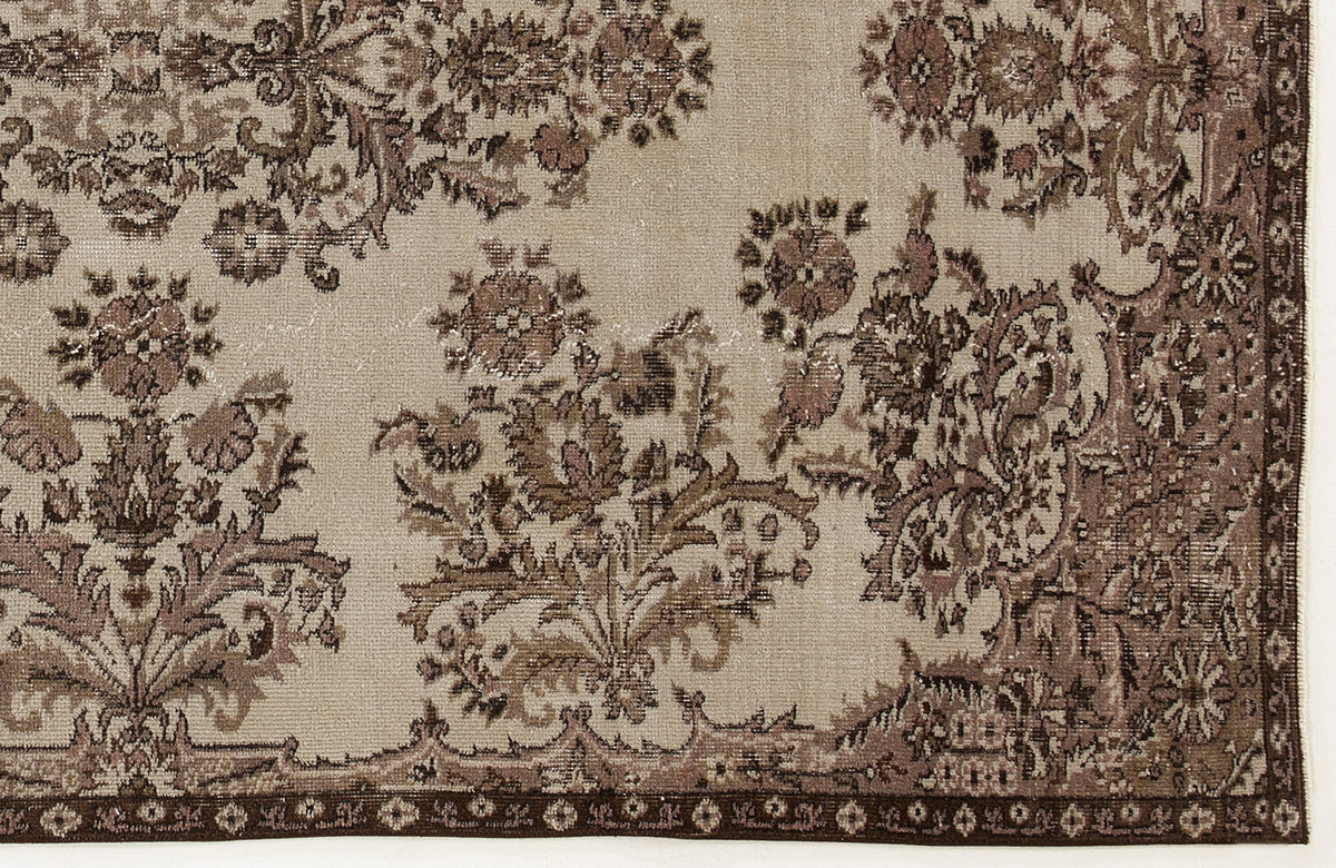 Beige Over Dyed Vintage Rug 5&#39;4&#39;&#39; x 8&#39;12&#39;&#39; ft 162 x 274 cm