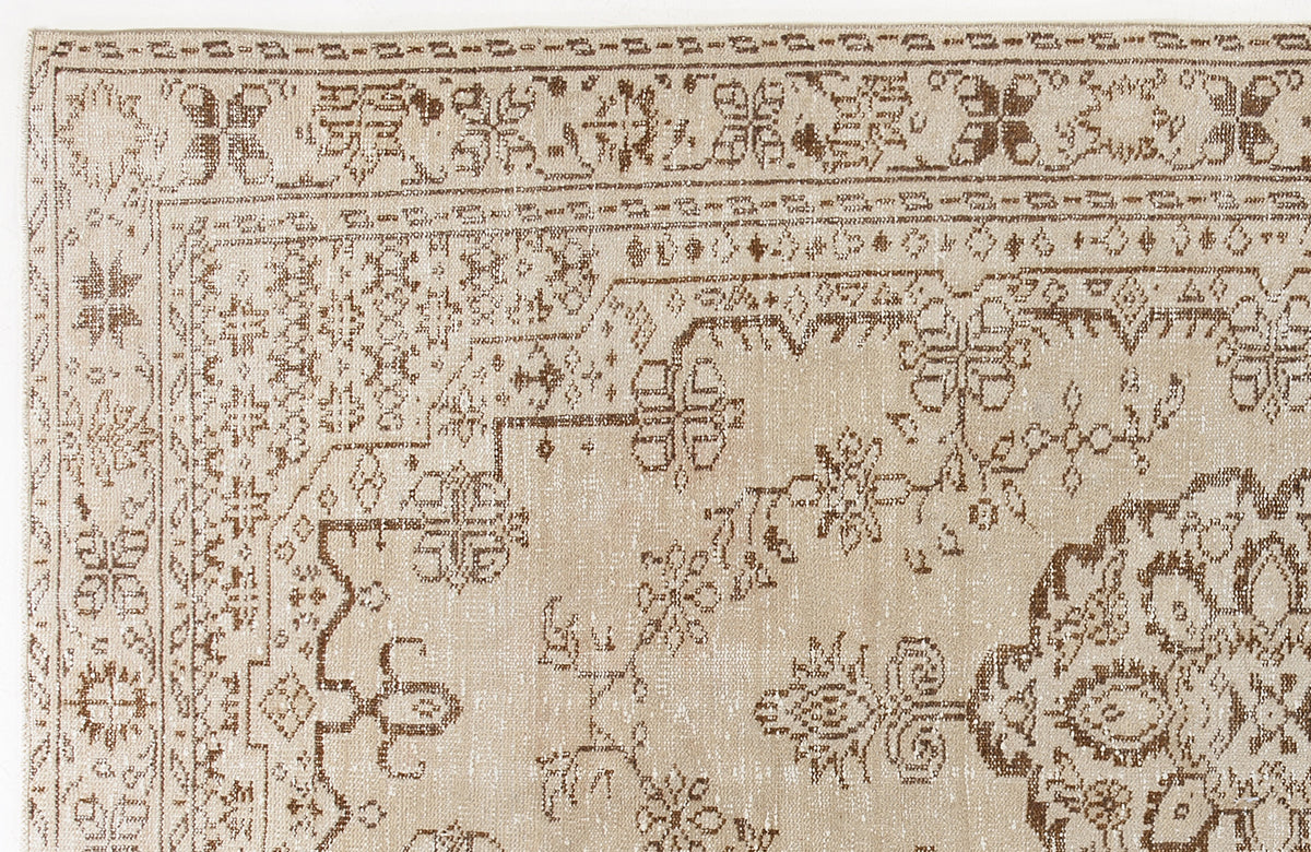 Beige Over Dyed Vintage Rug 4&#39;12&#39;&#39; x 9&#39;2&#39;&#39; ft 152 x 280 cm
