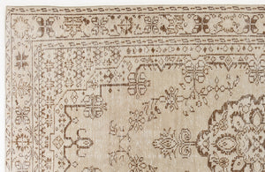 Beige Over Dyed Vintage Rug 4'12'' x 9'2'' ft 152 x 280 cm