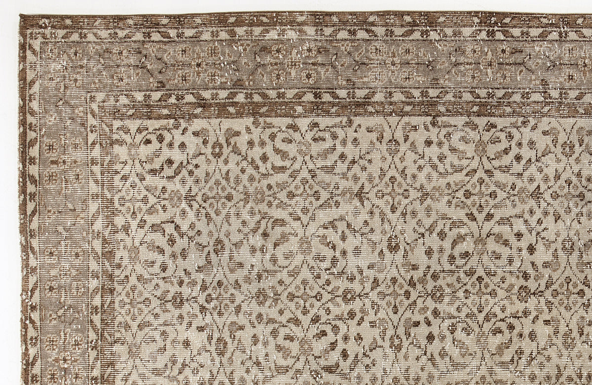 Beige Over Dyed Vintage Rug 5&#39;10&#39;&#39; x 8&#39;12&#39;&#39; ft 179 x 274 cm